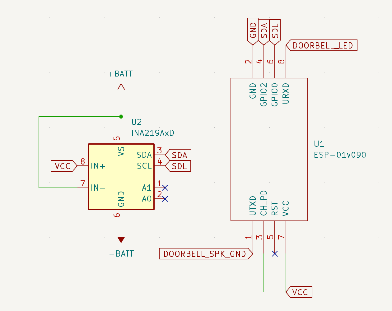 Schematic showing the wiring of the ESP and the INA module