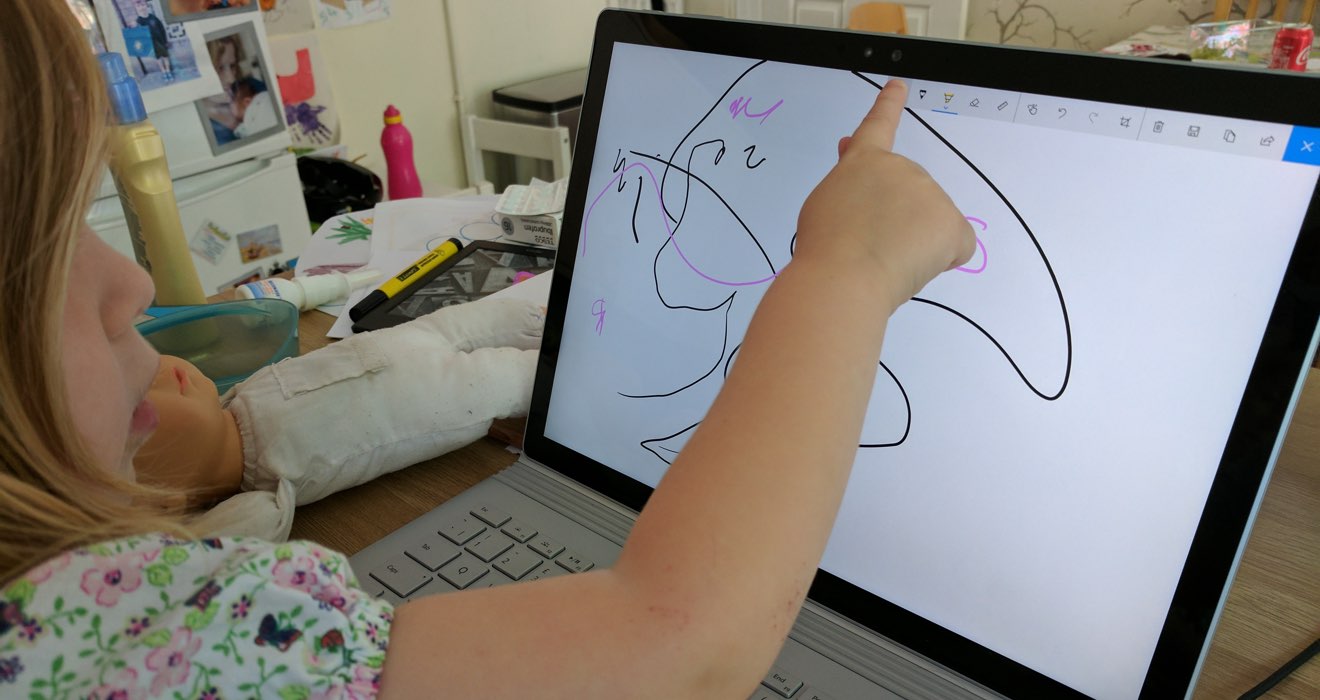 My daughter drawing with the surface